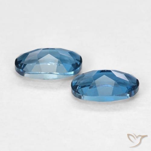Gemme di Topazio Blu London naturale da 0.59 ct, Ovale, VVS