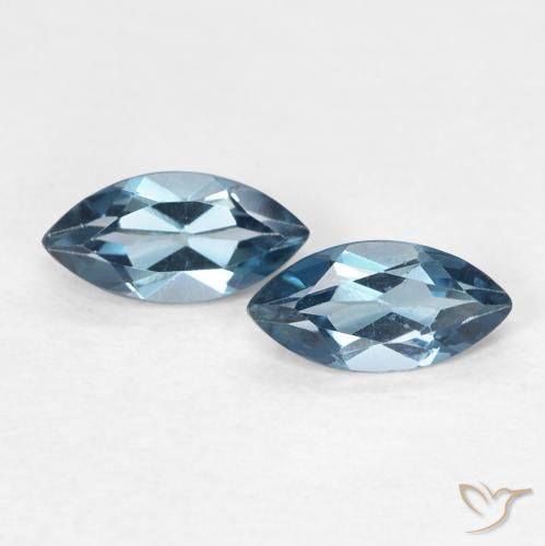 0.87ctw Naturale Blu London Topazio, Taglio marquise, VVS