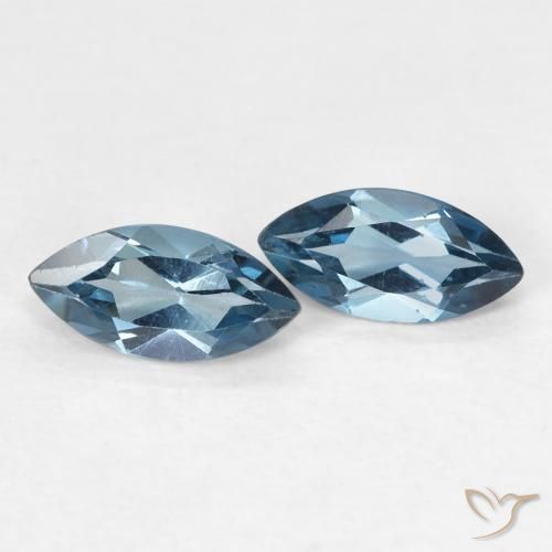 Gemme di Topazio Blu London naturale da 0.87 ct, Taglio marquise, VVS