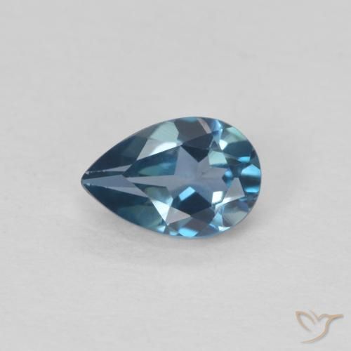 Topazio naturale blu da 0,55 ct, taglio a pera, VVS-VS