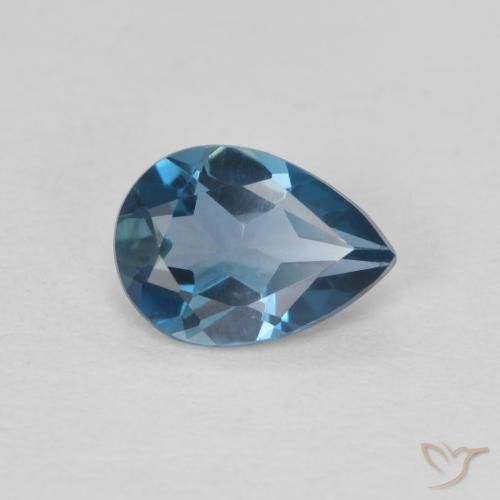 Topazio Blu London naturale da 0.75 ct, Forma a pera, VVS-VS