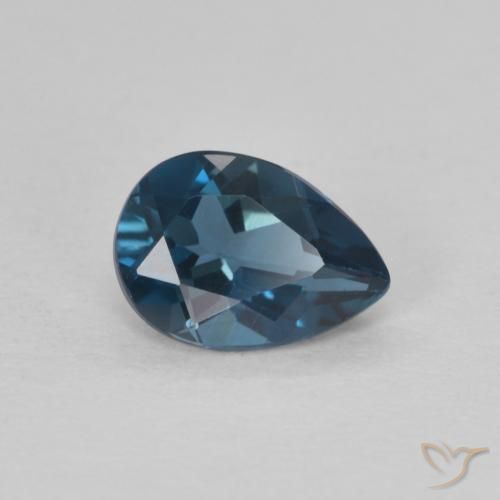 Topazio Blu London naturale da 0.86 ct, Forma a pera, VVS-VS