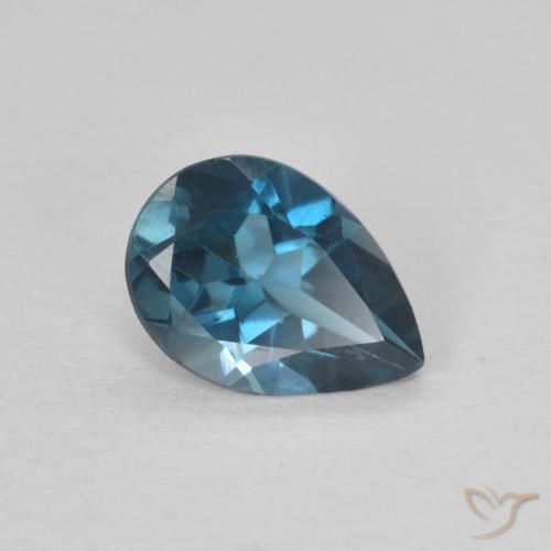 Topazio Blu London naturale da 0.78 ct, Forma a pera, VS