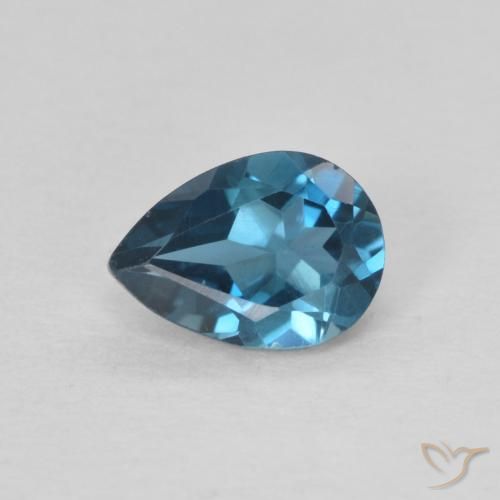 Topazio Blu London naturale da 0.82 ct, Forma a pera, VS