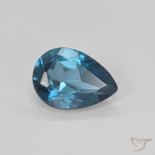 Topazio Blu London naturale da 0.82 ct, Forma a pera, VS
