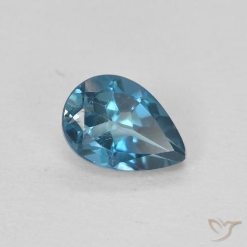 Topazio Blu London naturale da 0.56 ct, Forma a pera, VS