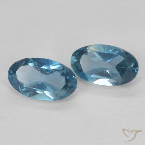 Gemme di Topazio Blu London naturale da 0.61 ct, Ovale, VVS-VS