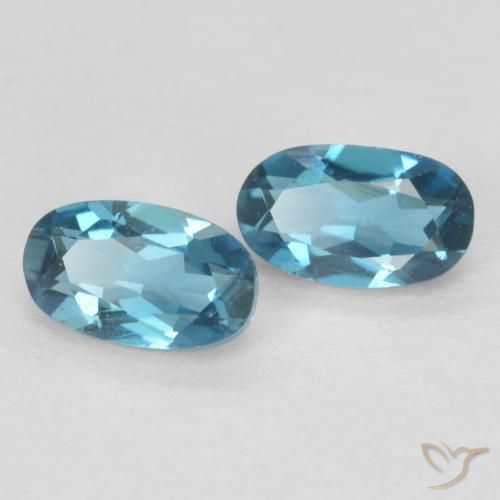 Gemme di Topazio Blu London naturale da 0.58 ct, Ovale, VVS-VS