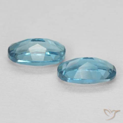 Gemme di Topazio Blu London naturale da 0.58 ct, Ovale, VVS-VS