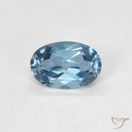 0.60ct Naturale Blu London Topazio, Ovale, VVS-VS