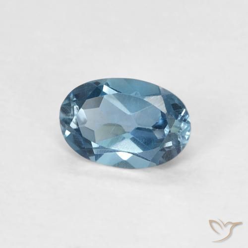 Topazio Blu London naturale da 0.60 ct, Ovale, VVS-VS