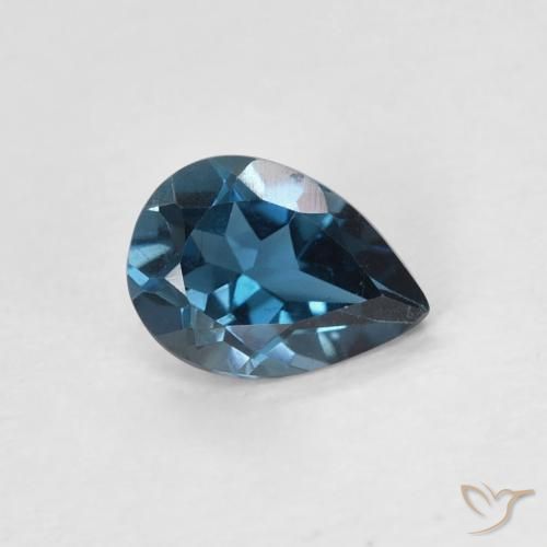 Topazio Blu London naturale da 0.75 ct, Forma a pera, VVS-VS