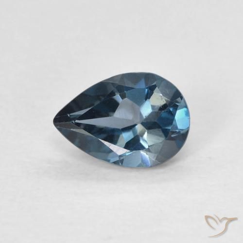 Topazio Blu London naturale da 0.81 ct, Forma a pera, VVS-VS