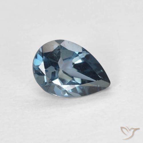 Topazio Blu London naturale da 0.81 ct, Forma a pera, VVS-VS