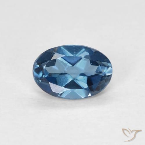 0.63ct Naturale Blu London Topazio, Ovale, VVS