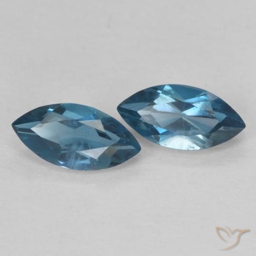 Gemme di Topazio Blu London naturale da 1.02 ct, Taglio marquise, VVS-VS