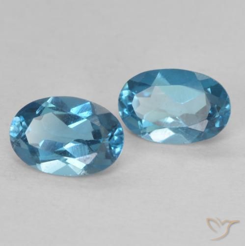 Gemme di Topazio Blu London naturale da 1.05 ct, Ovale, VVS-VS