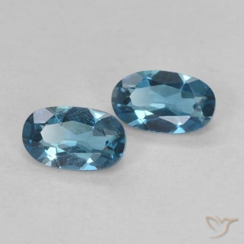 Gemme di Topazio Blu London naturale da 0.57 ct, Ovale, VVS-VS