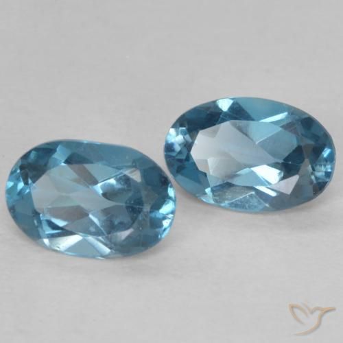 Gemme di Topazio Blu London naturale da 0.98 ct, Ovale, VVS-VS