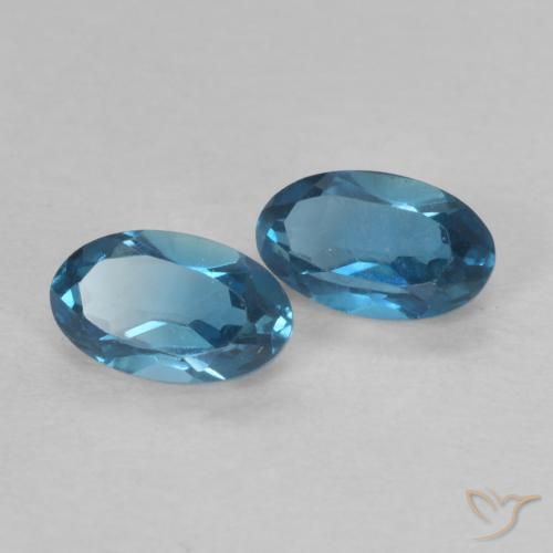 Gemme di Topazio Blu London naturale da 0.72 ct, Ovale, VVS