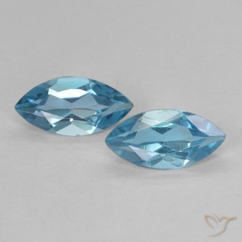 Gemme di Topazio Blu London naturale da 0.83 ct, Taglio marquise, VVS-VS