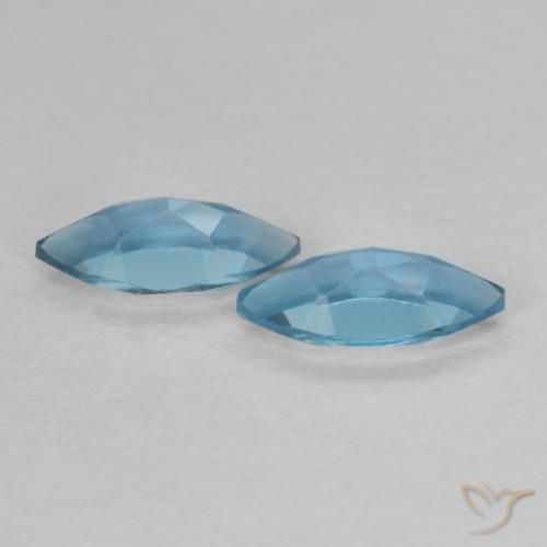 Gemme di Topazio Blu London naturale da 0.83 ct, Taglio marquise, VVS-VS