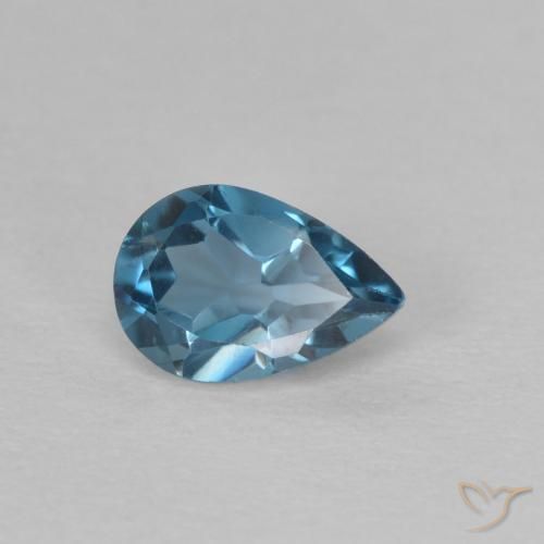 Topazio Blu London naturale da 0.54 ct, Forma a pera, VVS