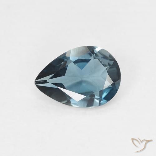 0.68ct Naturale Blu London Topazio, Forma a pera, VVS