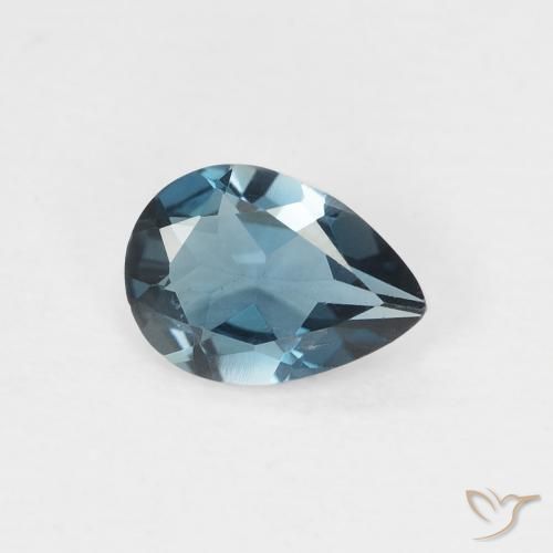 Topazio Blu London naturale da 0.68 ct, Forma a pera, VVS