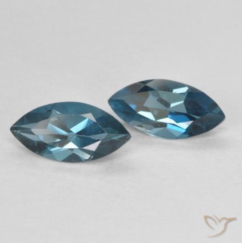 Gemme di Topazio Blu London naturale da 0.90 ct, Taglio marquise, VVS-VS