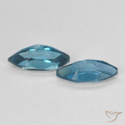 Gemme di Topazio Blu London naturale da 0.90 ct, Taglio marquise, VVS-VS