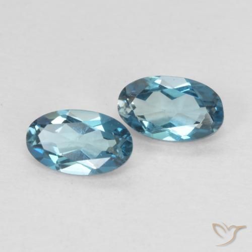 Gemme di Topazio Blu London naturale da 0.53 ct, Ovale, VVS-VS