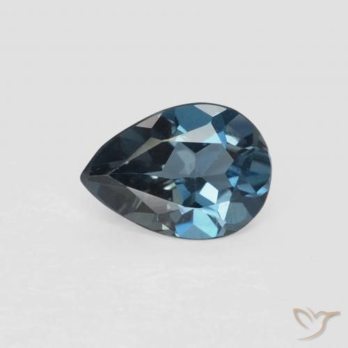 Topazio Blu London naturale da 0.71 ct, Forma a pera, VVS-VS