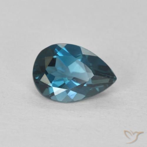 Topazio Blu London naturale da 0.78 ct, Forma a pera, VVS-VS