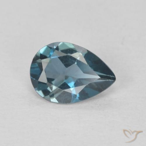 Topazio Blu London naturale da 0.69 ct, Forma a pera, VVS-VS