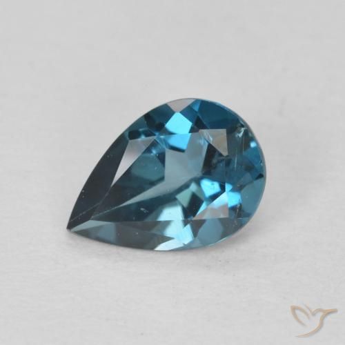 0.74ct Naturale Blu London Topazio, Forma a pera, VVS-VS
