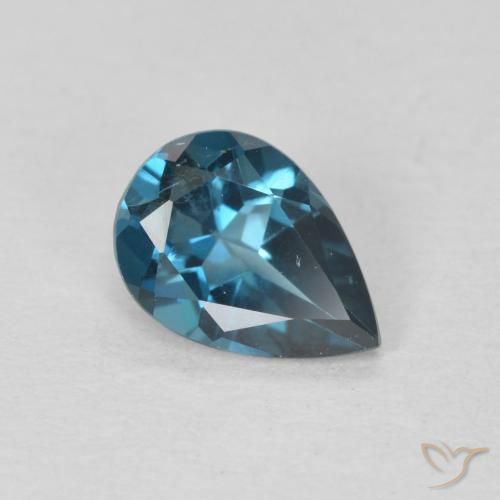 Topazio Blu London naturale da 0.74 ct, Forma a pera, VVS-VS