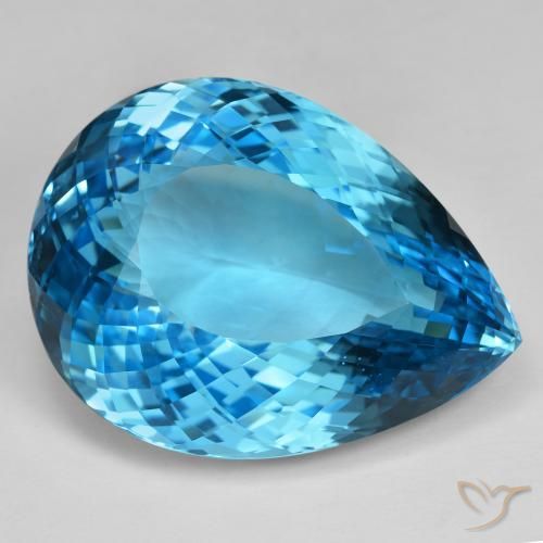 Topazio Blu svizzero naturale da 155.42 ct, Forma a pera, IF