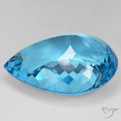 Topazio Blu svizzero naturale da 155.42 ct, Forma a pera, IF