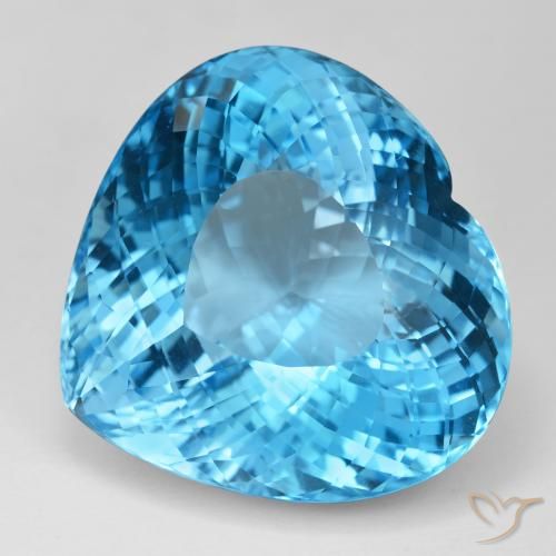 126.78ct Naturale Blu svizzero Topazio, Cuore, IF