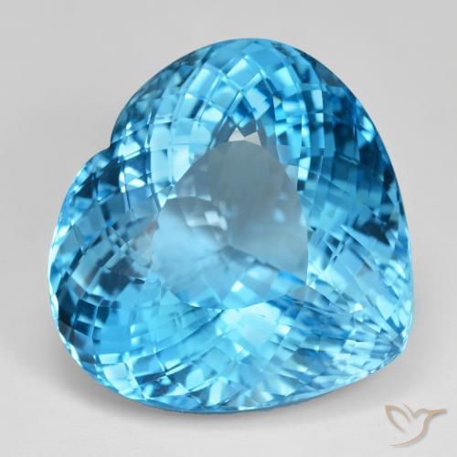 Topazio Blu svizzero naturale da 126.78 ct, Cuore, IF