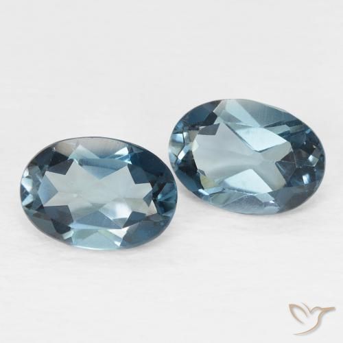 Gemme di Topazio Blu London naturale da 1.90 ct, Ovale, VVS-VS