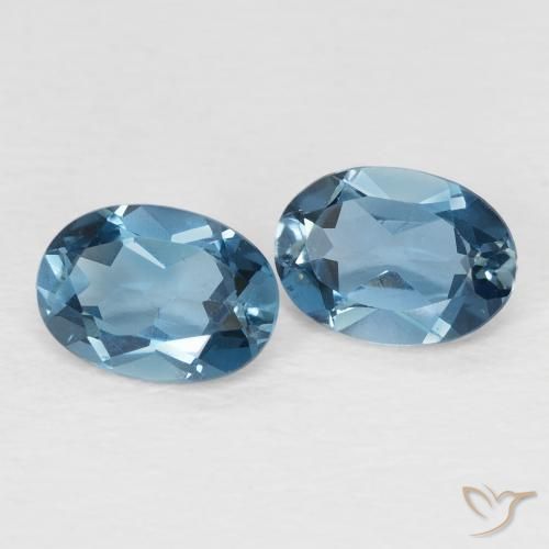 Gemme di Topazio Blu London naturale da 1.79 ct, Ovale, VVS-VS