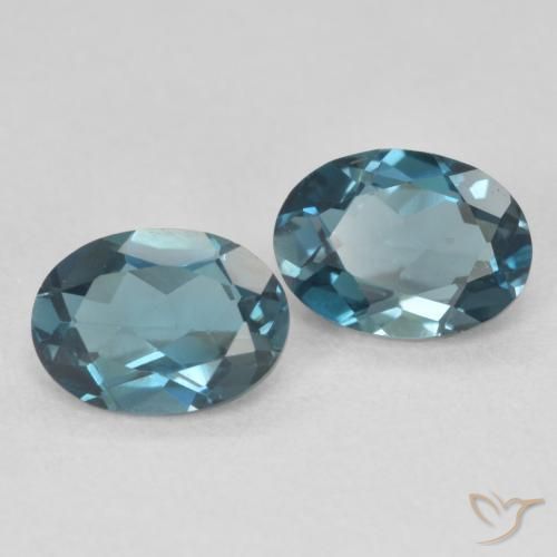 Gemme di Topazio Blu London naturale da 1.86 ct, Ovale, VS