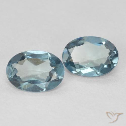 Gemme di Topazio Blu London naturale da 1.67 ct, Ovale, VS