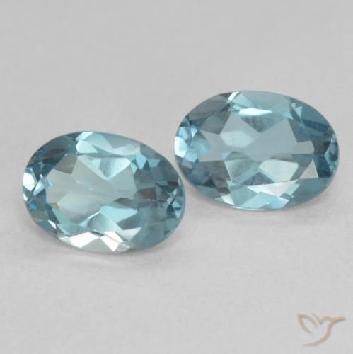 Gemme di Topazio Blu London naturale da 1.90 ct, Ovale, VS