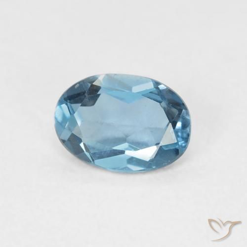 Topazio Blu London naturale da 0.89 ct, Ovale, VVS-VS