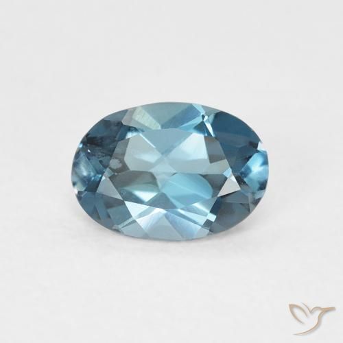0.91ct Naturale Blu London Topazio, Ovale, VVS