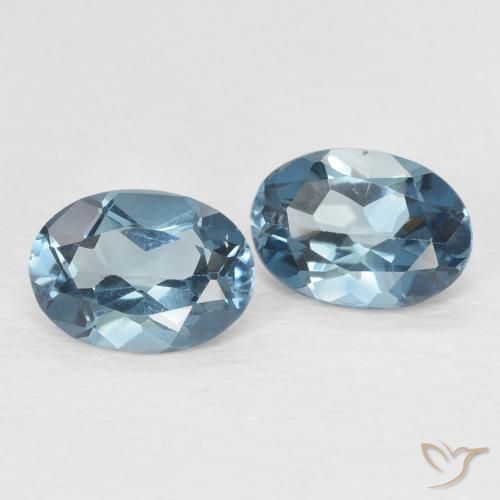 Gemme di Topazio Blu London naturale da 1.95 ct, Ovale, VVS-VS