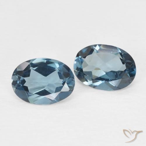 Gemme di Topazio Blu London naturale da 1.73 ct, Ovale, VVS-VS